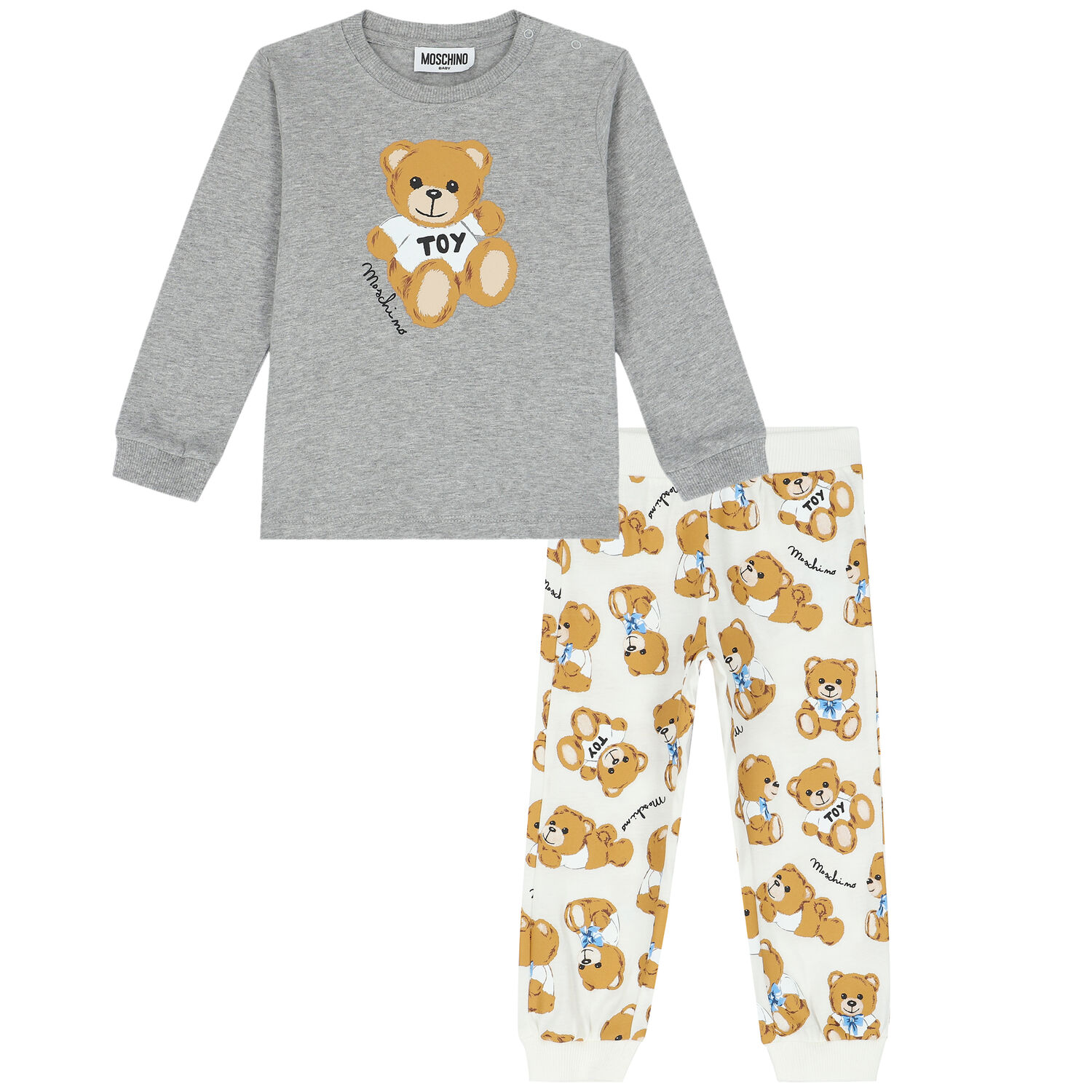 Grey & Ivory Teddy Logo Trousers Set, 3, hi-res image number null
