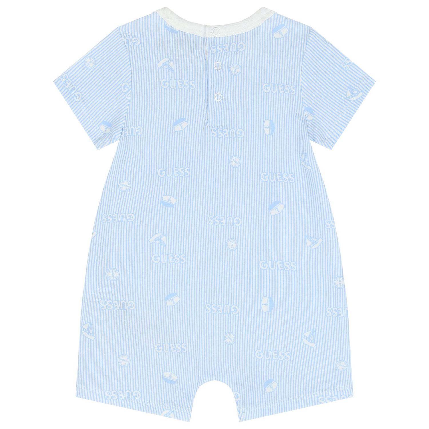 Baby Boys Blue and White Stripe Cotton Shortie, 1, hi-res