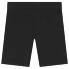 Boys Black Chino Shorts, 2, hi-res