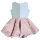 Girls Pink, Blue & Green Satin Dress, 1, hi-res