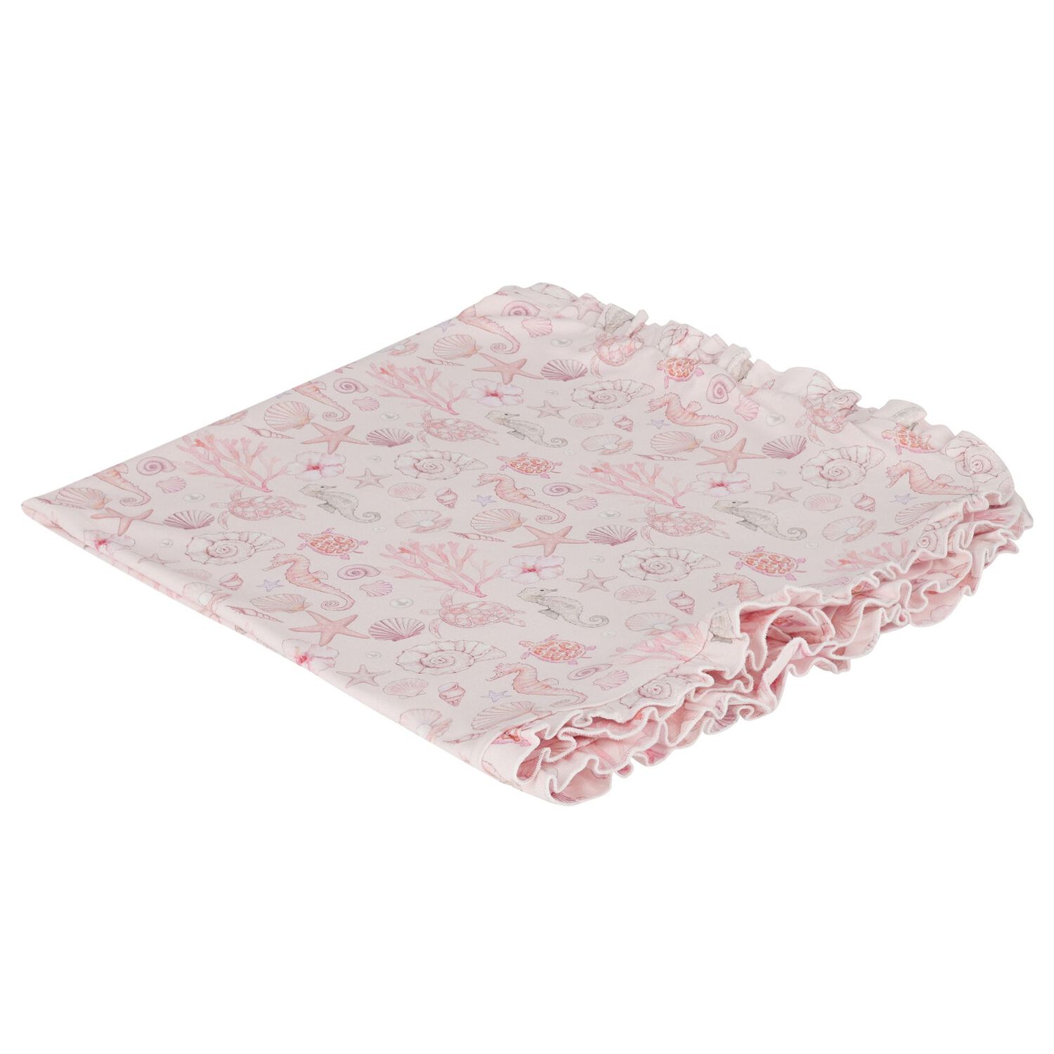 Baby Girls Pink Coral Shells Blanket, 1, hi-res