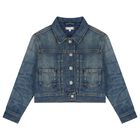 Girls Blue Logo Denim Jacket, 1, hi-res