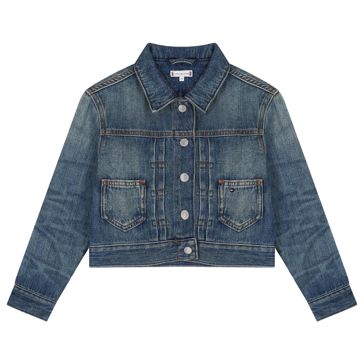 Girls Blue Logo Denim Jacket, 1, hi-res image number null