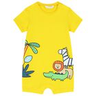 Baby Boys White, Yellow & Blue Rompers ( 3-Pack ), 2, hi-res