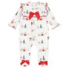 Baby Girls Ivory & Red Satin Bow Christmas Babygrow , 1, hi-res