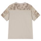 Boys Beige Camouflage Logo T-Shirt, 1, hi-res