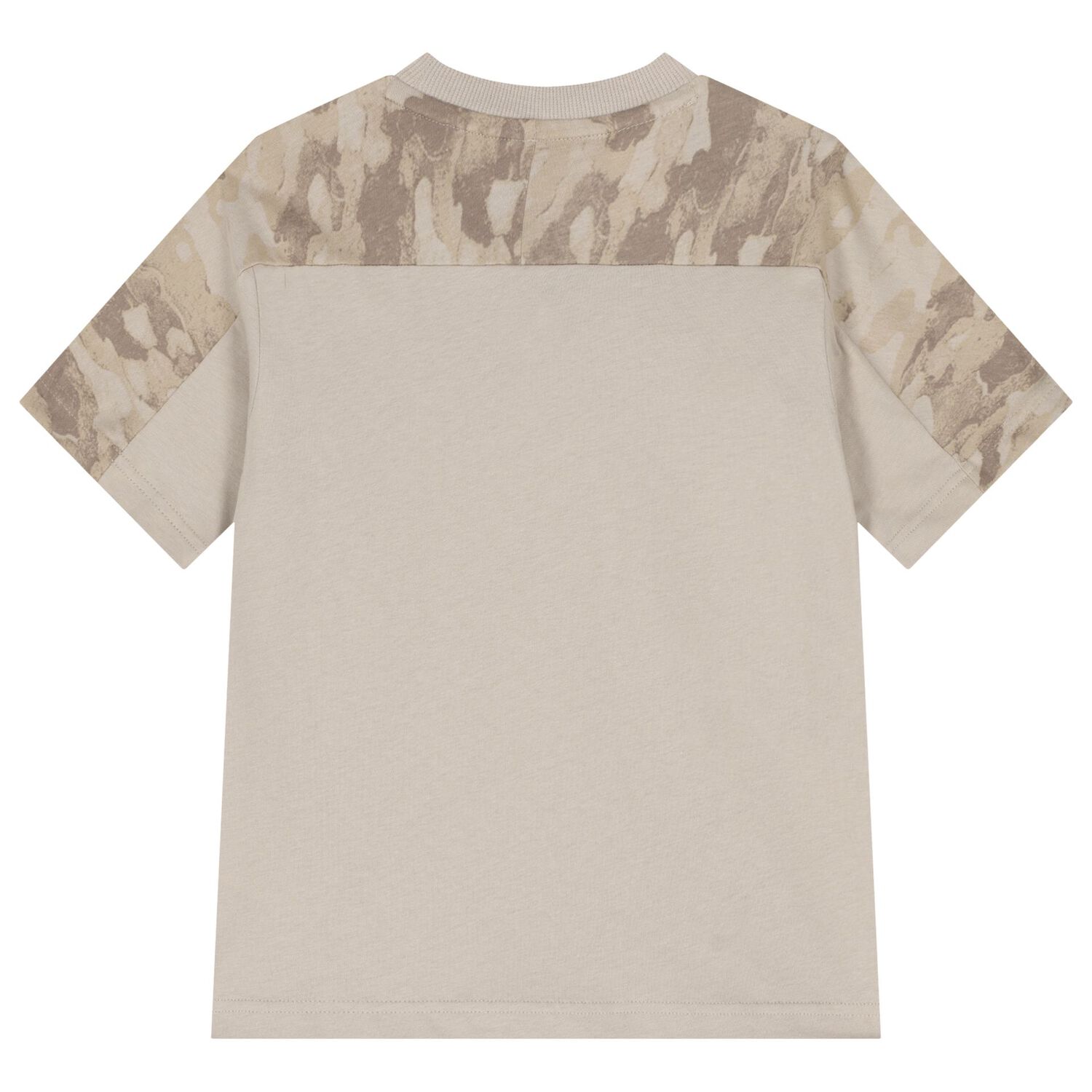 Boys Beige Camouflage Logo T-Shirt, 1, hi-res