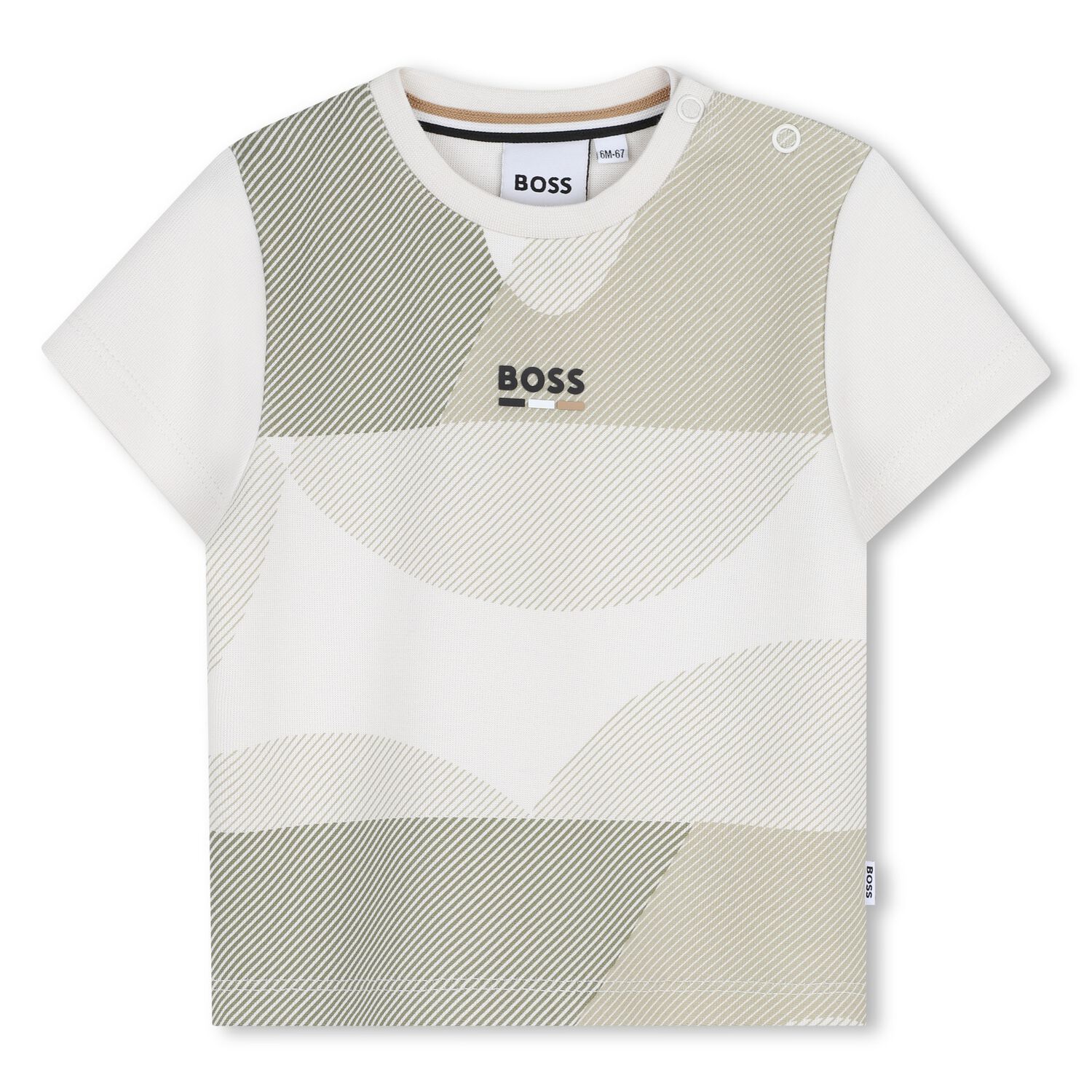 Younger Boys White & Beige Logo T-Shirt, 1, hi-res