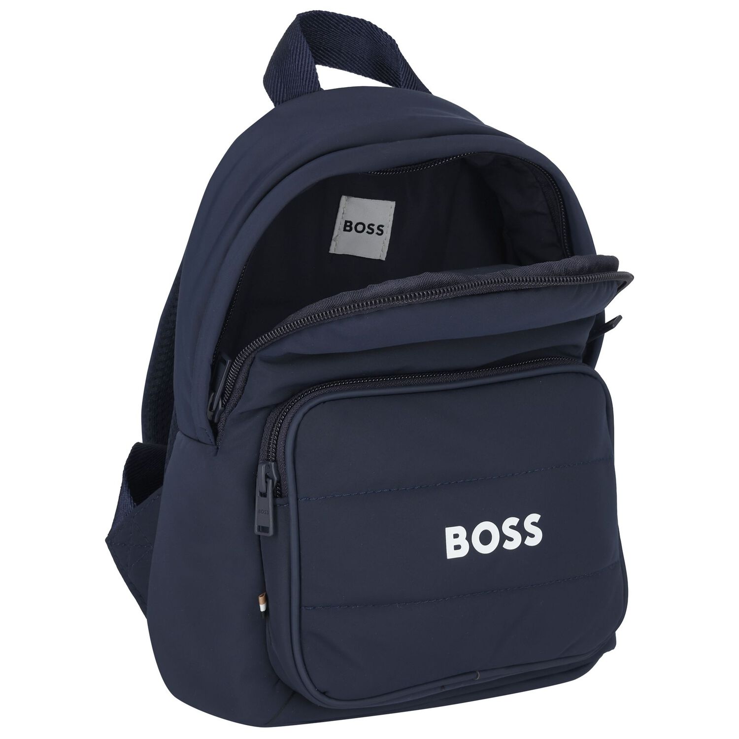 Boys Navy Blue Logo Backpack ( 27cm ), 1, hi-res