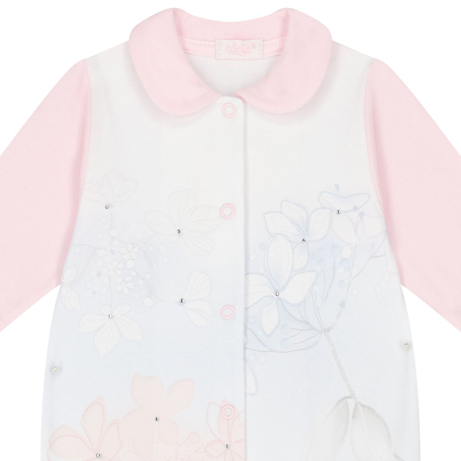 Baby Girls White & Pink Floral Babygrow, 1, hi-res image number null