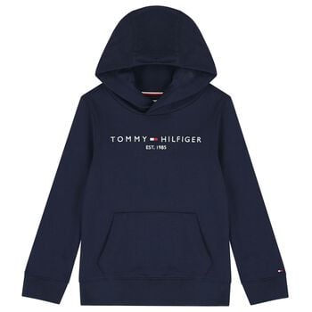 Boys Navy Blue Logo Hooded Top