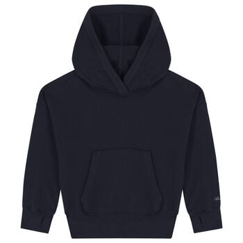 Girls Navy Blue Logo Hooded Top
