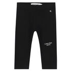 Baby Girls Black Logo Leggings, 1, hi-res