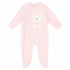 Baby Girls Pink Velour Babygrow, 3, hi-res