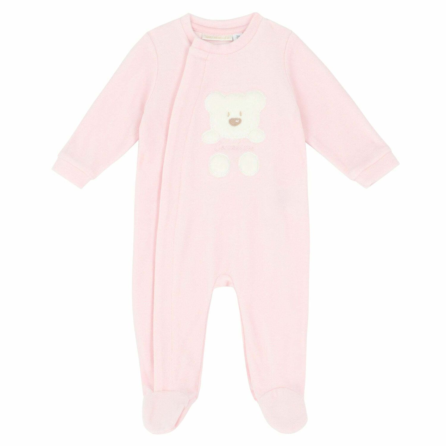 Baby Girls Pink Velour Babygrow, 3, hi-res image number null
