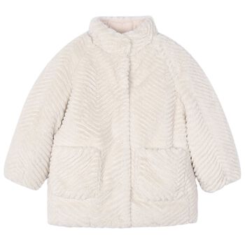 Girls Ivory Fur Coat