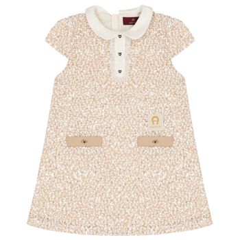 Girls Beige Sequin Dress