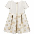 Girls White & Gold Embellished Dress, 1, hi-res