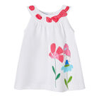 Younger Girls White Floral Dress, 1, hi-res