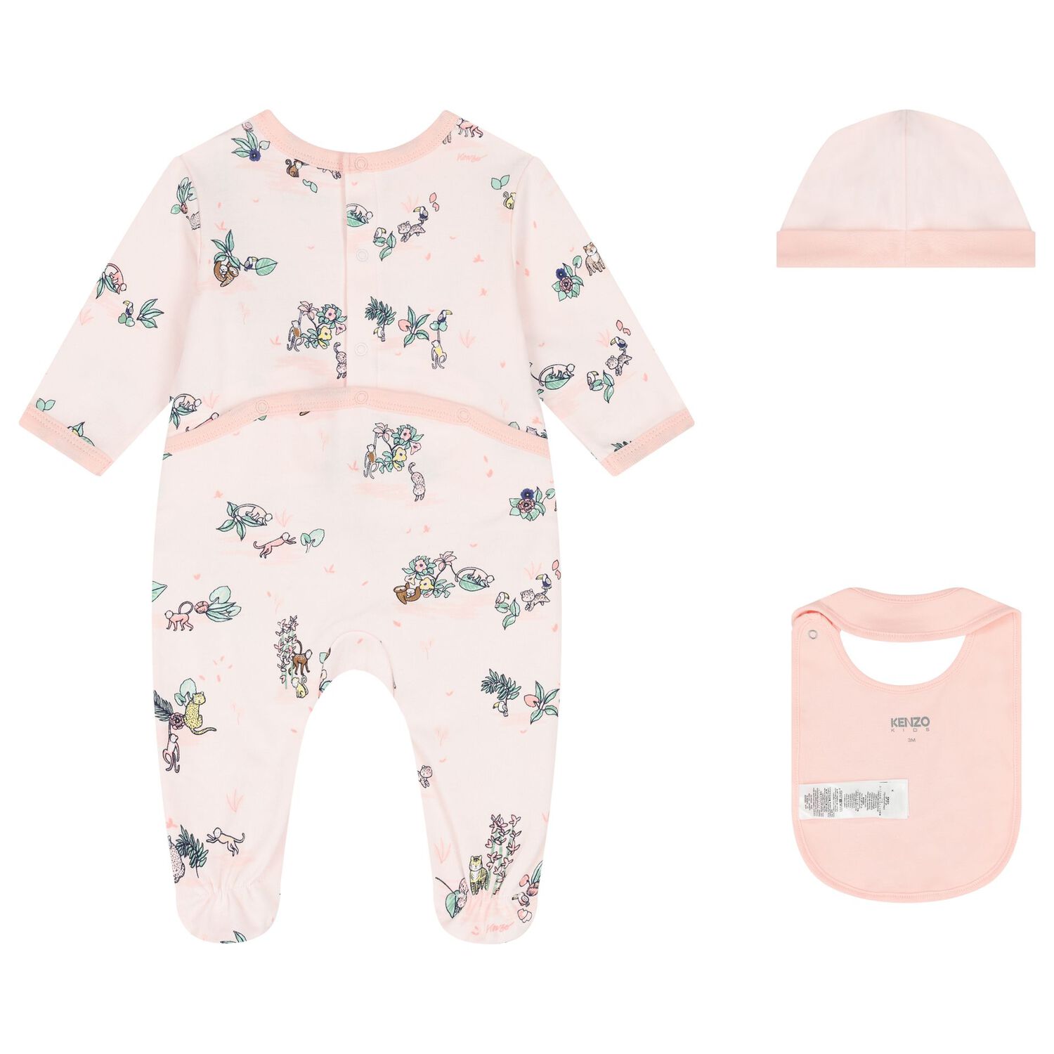 Baby Girls Pink Jungle Babygrow Gift Set, 1, hi-res