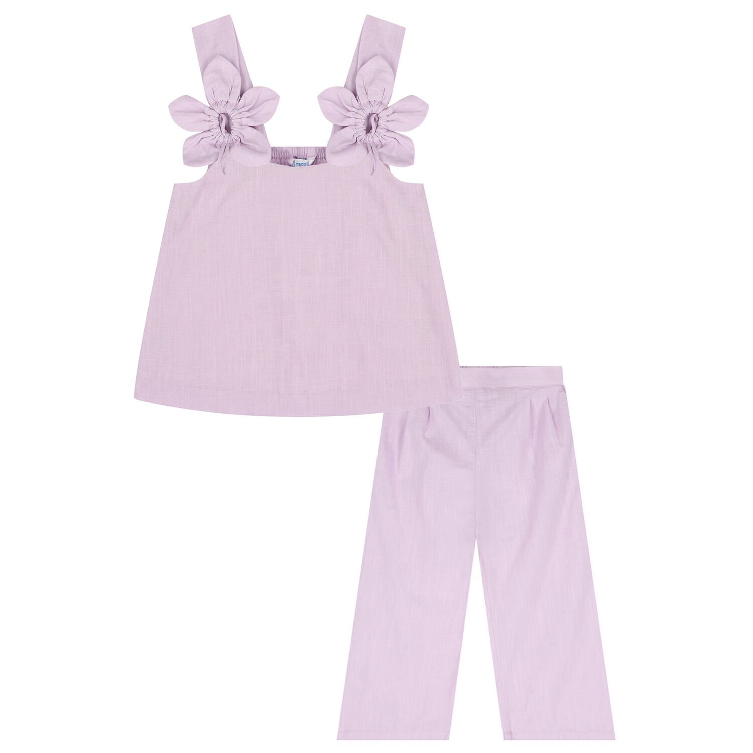 Girls Purple 3D Flower Trousers Set, 2, hi-res