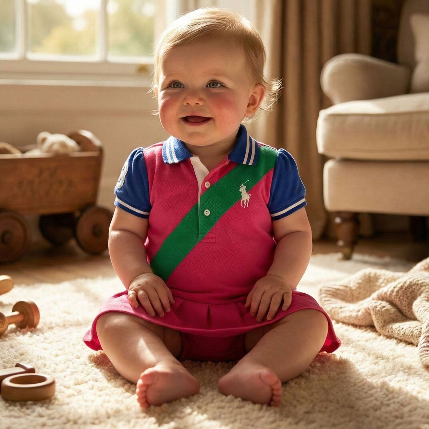 Baby Girls Pink & Green Logo Dress Set, 1, hi-res