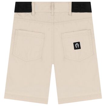 Boys Beige Logo Shorts