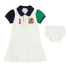 Baby Girls White Logo Dress Set, 1, hi-res
