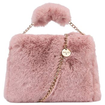 Girls Pink Faux Fur Handbag