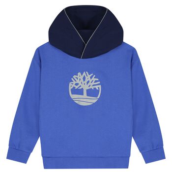 Boys Blue Logo Hooded Top