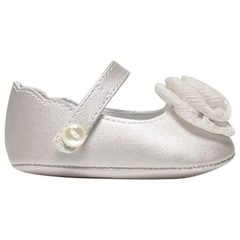 Baby Girls Silver Flower Pre Walker Shoes