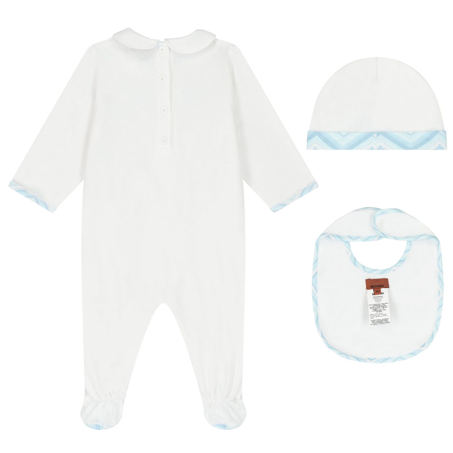 Baby Boys White & Blue Logo Babygrow Gift Set, 1, hi-res image number null