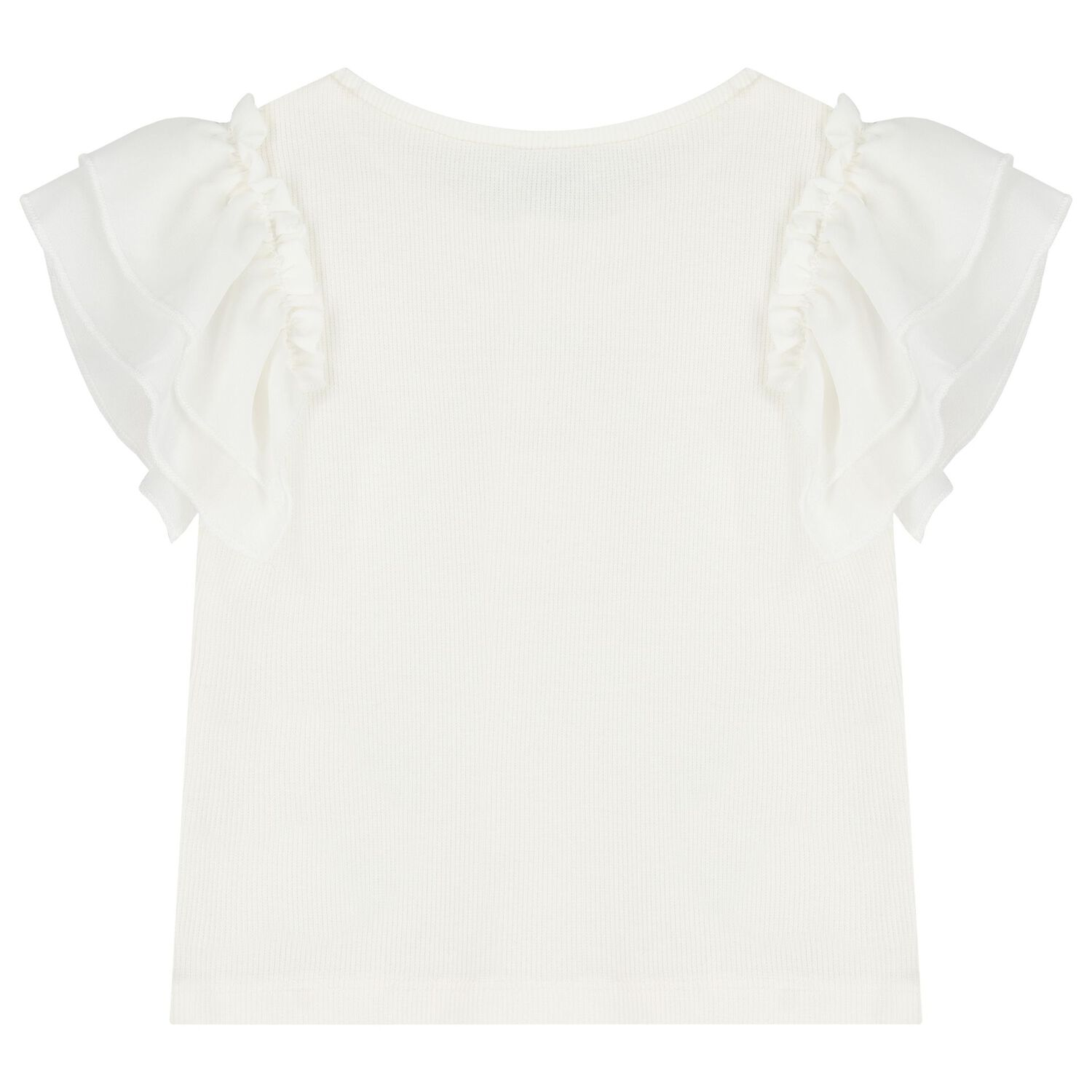 Girls Ivory Flutter Sleeve Top, 3, hi-res