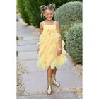 Girls Yellow Tulle Ruffles Dress, 3, hi-res