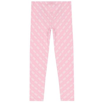 Girls Pink Logo Leggings