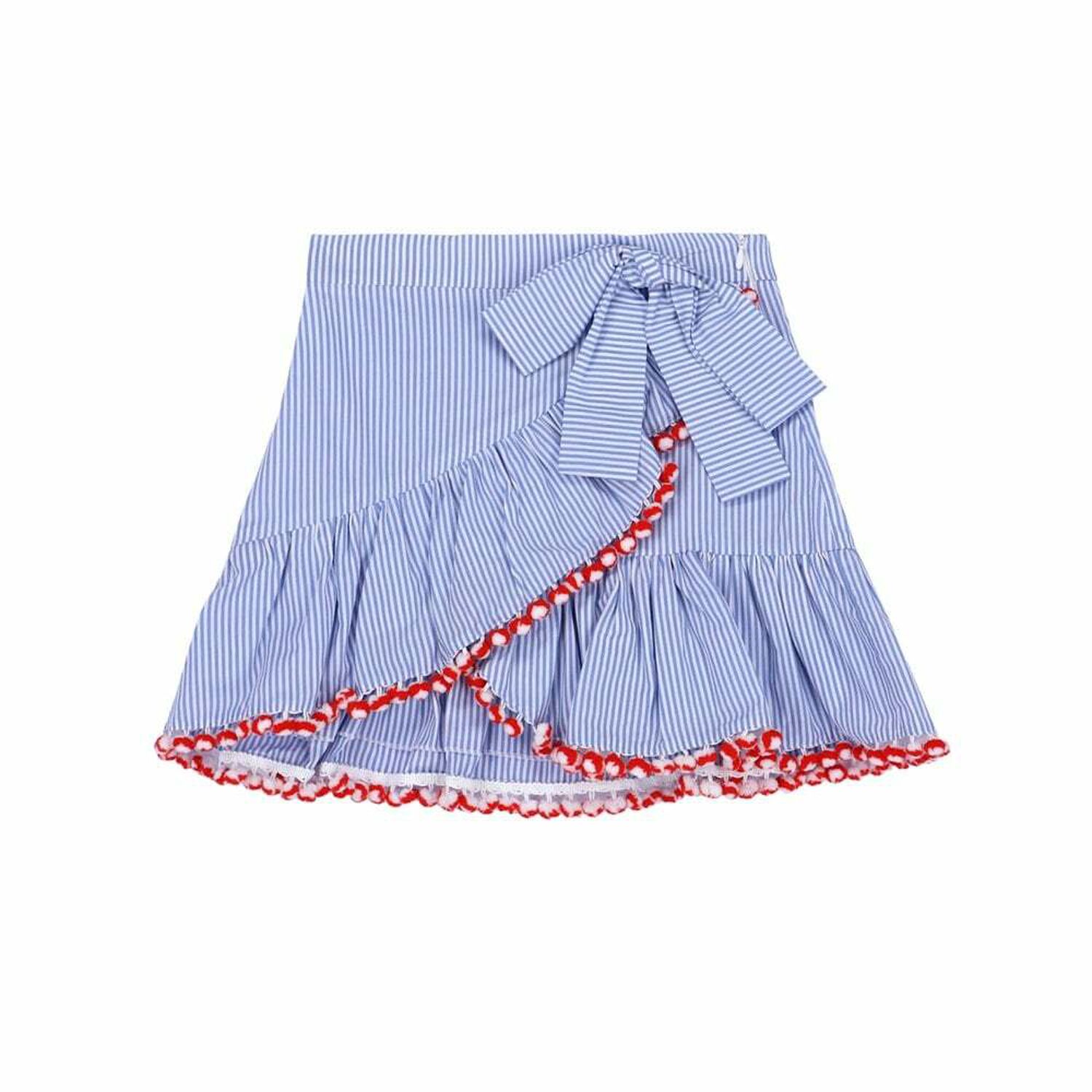 Girls Blue Striped Skirt, 1, hi-res