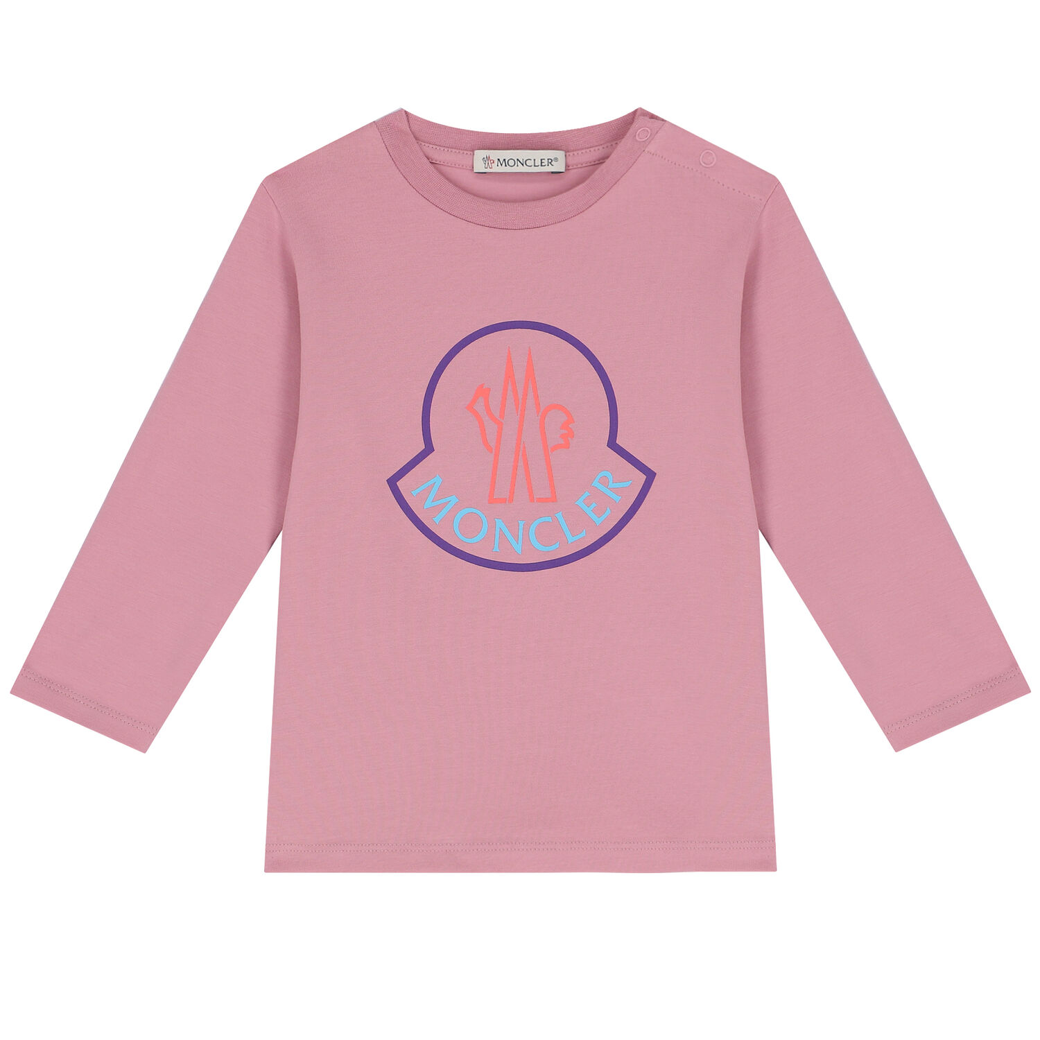 Younger Girls Pink Logo Long Sleeve Top, 1, hi-res