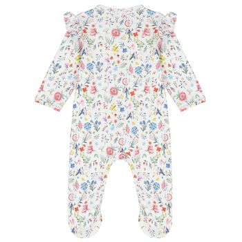 Baby Girls White Floral Babygrow