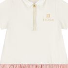Girls Ivory & Pink Logo Dress, 1, hi-res