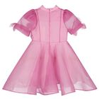 Girls Pink Organza Flower Dress, 1, hi-res