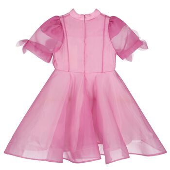 Girls Pink Organza Flower Dress