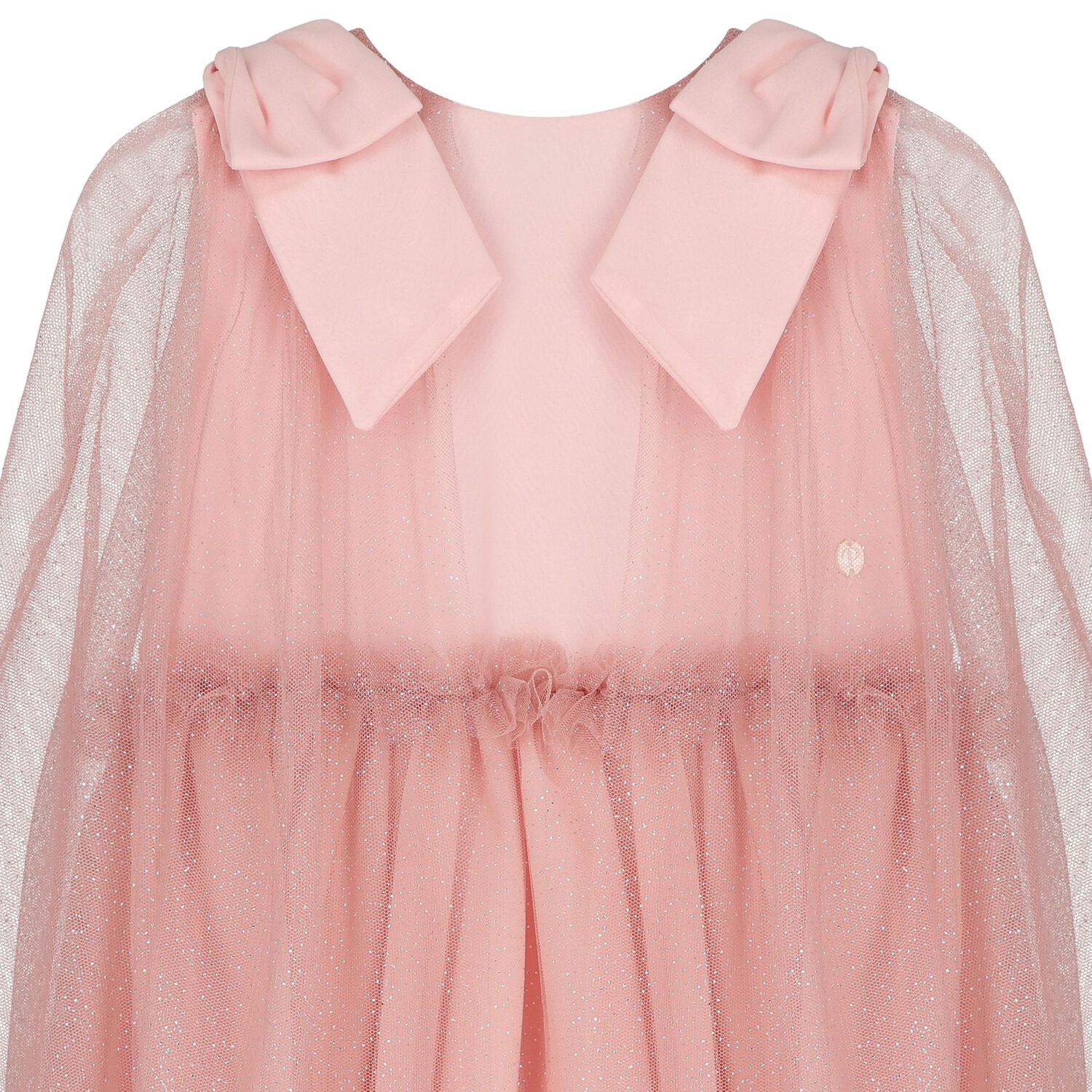 Girls Pink Tulle & Chiffon Cape Dress, 1, hi-res