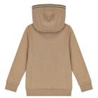 Boys Beige Logo Hooded Zip Up Top, 2, hi-res
