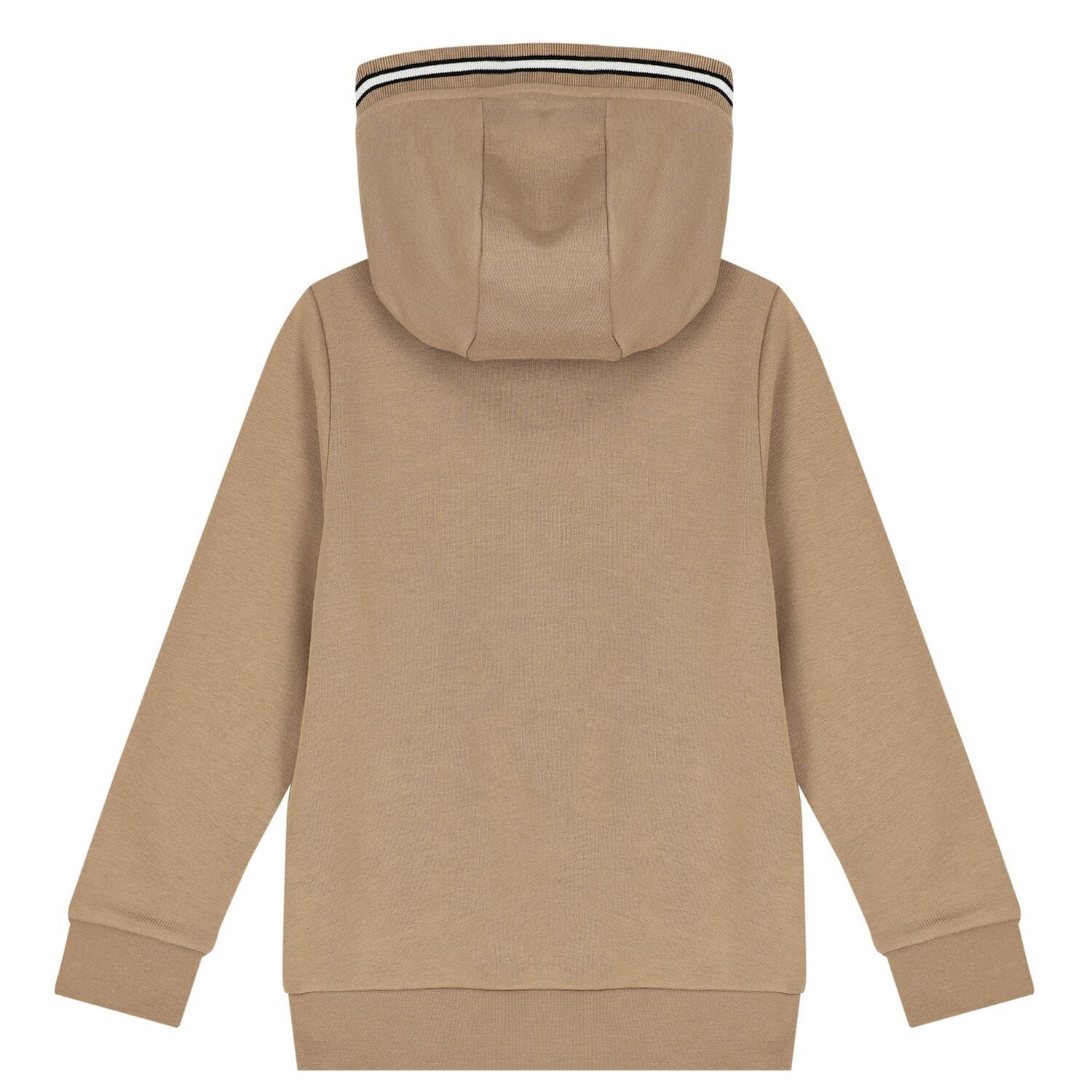 Boys Beige Logo Hooded Zip Up Top, 2, hi-res image number null