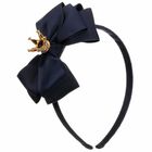 Girls Navy Bow Headband, 2, hi-res