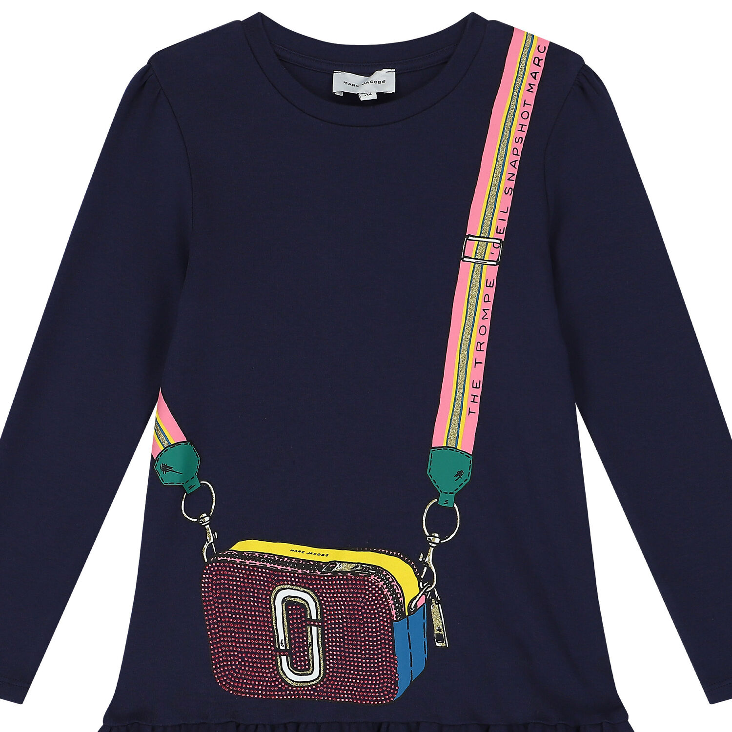Girls Navy Blue Logo Bag Dress, 3, hi-res image number null