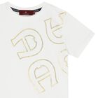 Boys White & Gold Logo T-Shirt, 1, hi-res