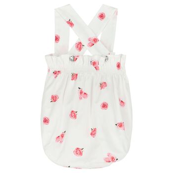 Baby Girls White & Pink Rose Bodysuit