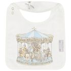Baby Boys Ivory & Blue Carousel Carr&eacute; Swaddle & Bib Gift Set, 1, hi-res