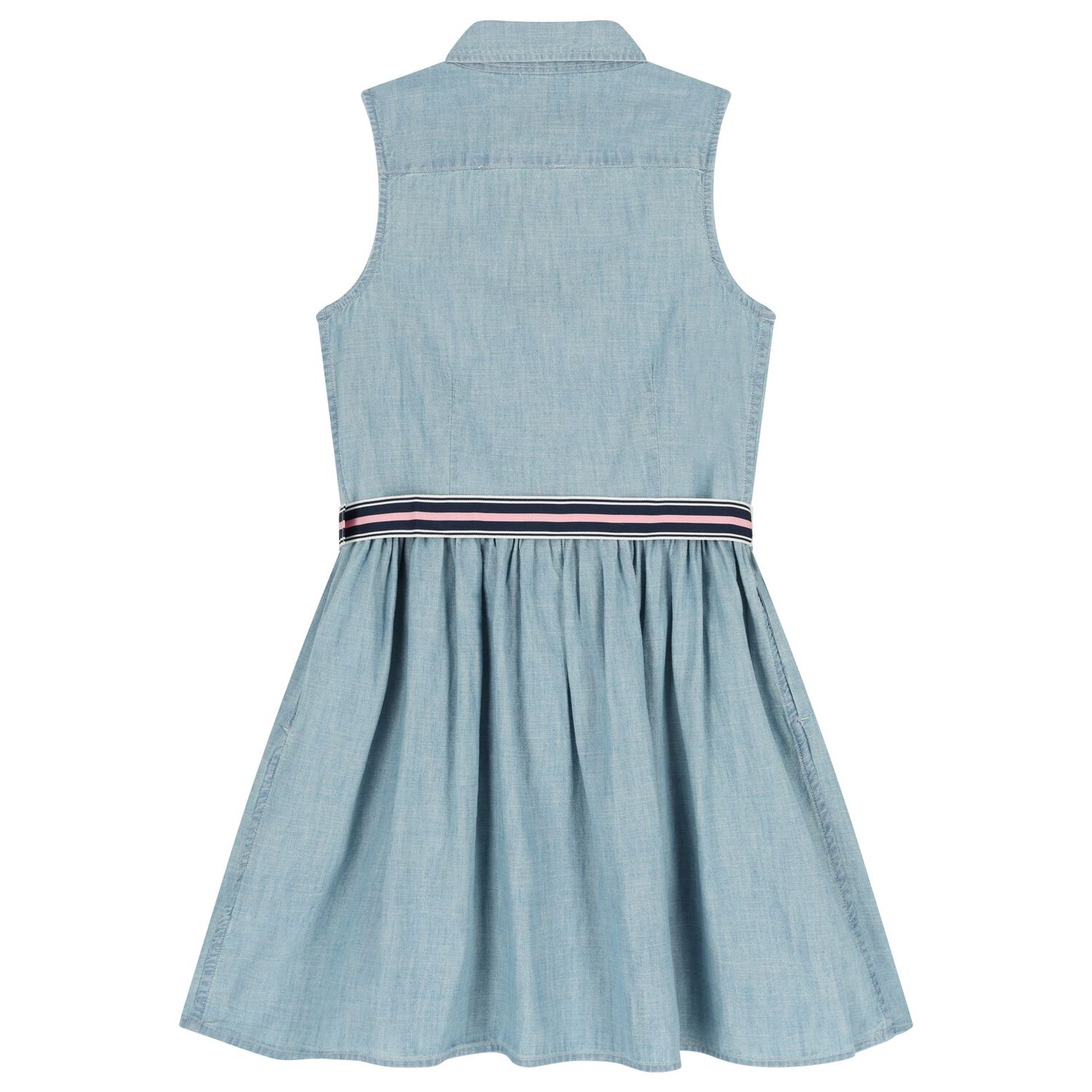 Girls Blue Logo Sleeveless Dress, 1, hi-res